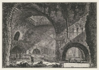Interieur van de Tempel van Hercules Victor t y Tivoli Otra vista interna de la Villa di Mecenate en Tivoli (título sobre objeto) Gezichten op Rome (título de la serie) Vistas de Roma diseñadas y grabadas por el arquitecto Giambattista Piranesi Ve (nez) ia de Giovanni Battista Piranesi