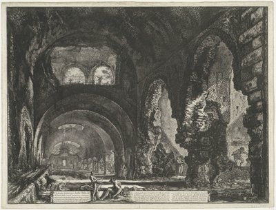 Interieur van de Tempel van Hercules Victor t y Tivoli Vista interior de la Villa di Mecenate (título sobre objeto) Gezichten op Rome (título de la serie) Vistas de Roma diseñadas y grabadas por el arquitecto Giambattista Piranesi Ve (nez) iano (título de  de Giovanni Battista Piranesi
