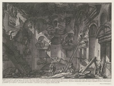 Interieur van draftombe bij Vigna Casali Vista interna de la cámara sepulcral en el viñedo Casali en Porta S. Sebastiano (título sobre objeto) Archeologische vondsten in en rond Rome (título de la serie) Antigüedades romanas (título de la serie) de Giovanni Battista Piranesi