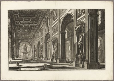Vista interior de la Basílica de San Juan de Letrán, de Vistas de Roma de Giovanni Battista Piranesi