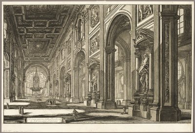 Vista interior de la Basílica de San Juan de Letrán, de Vistas de Roma de Giovanni Battista Piranesi