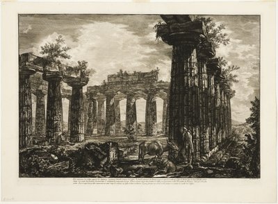 Vista interior del llamado Colegio de los Anfictiones, de Diferentes vistas de Paestum de Giovanni Battista Piranesi