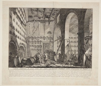Vista interior de tres grandes cámaras funerarias que se cree pertenecen a la Casa de Augusto de Giovanni Battista Piranesi