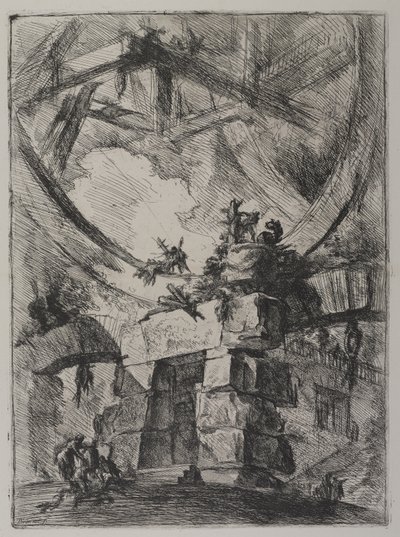 Invenzioni Capric di Carceri, Hind 9, Primer Estado de Tres de Giovanni Battista Piranesi