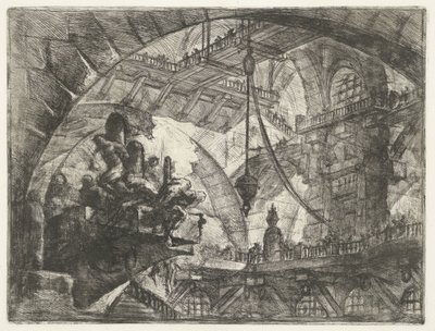 Mazmorra con prisioneros en plataforma sobresaliente Mazmorras (título de la serie) Invenzioni Capric di Carceri all Acqua Forte (título de la serie) de Giovanni Battista Piranesi
