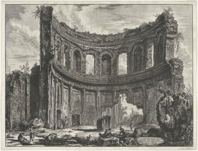 Kleine paleis en Villa Adriana t y Tivoli Restos del Templo llamado Apolo en la Villa Adriana cerca de Tívoli (título sobre el objeto) Gezichten op Rome (título de la serie) Vistas de Roma diseñadas y grabadas por el arquitecto Giambattista Piranesi Ve (ne de Giovanni Battista Piranesi