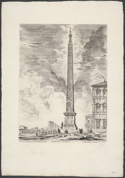 Obelisco de Lateraanse en Roma Obelisco egipcio (título sobre objeto) Gezichten op Rome (título de la serie) Vistas de Roma diseñadas y grabadas por el arquitecto Giambattista Piranesi Ve (nez) iano (título de la serie) de Giovanni Battista Piranesi