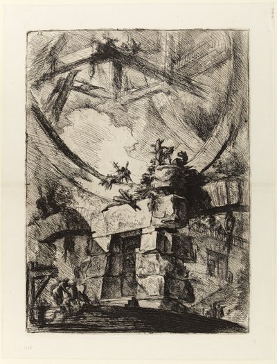 Las cárceles de la invención, plancha IX: La rueda gigante de Giovanni Battista Piranesi
