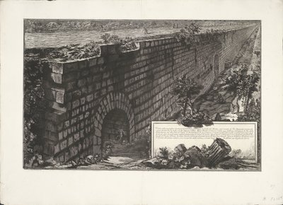 muurconstructie Vista de la magnífica Subestructura construida para soportar la pendiente del Monte y hacer la Vía Apia más cómoda y menos inclinada entre el valle y las dos colinas opuestas (...) (título sobre el objeto) Archeologische vondsten uit Albano de Giovanni Battista Piranesi