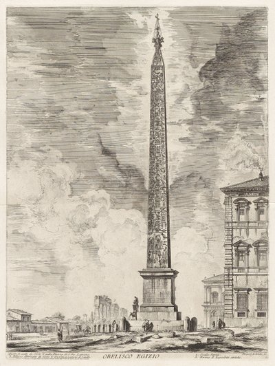 Obelisco egipcio. Este fue erigido por el papa Sixto V en la Piazza di S. Gio. Laterano, de Vedute di Roma (Vistas de Roma) de Giovanni Battista Piranesi