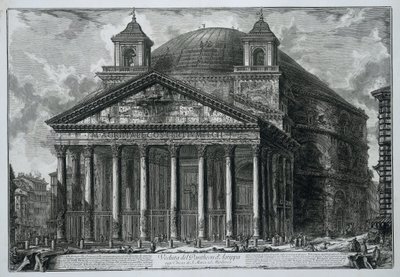 Panteón de Roma Vista del Panteón de Agripa hoy Iglesia de S. Maria ad Martyres (título sobre objeto) Gezichten op Rome (título de la serie) Vistas de Roma diseñadas y grabadas por el arquitecto Giambattista Piranesi Ve (nez) iano (título de la serie) de Giovanni Battista Piranesi