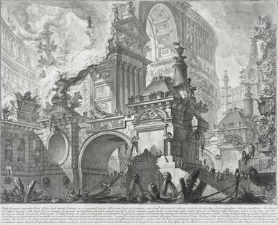 Parte de un Puerto Espacioso y Magnífico para el uso de los antiguos Romanos abriéndose a una gran plaza de mercado, 1761-80 de Giovanni Battista Piranesi