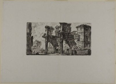 Parte del Foro de Nerva, lámina cinco de Algunas vistas de arcos de triunfo y otros monumentos de Giovanni Battista Piranesi
