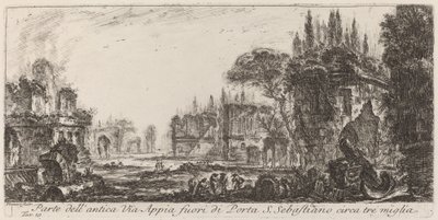 Parte de la antigua Vía Apia fuera de la Puerta S. Sebastiano de Giovanni Battista Piranesi