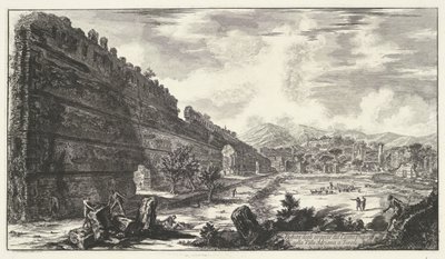 Pecile en de Villa Adriana t y Tivoli Vista de los restos del Castro Pretorio en la Villa Adriana en Tivoli (título sobre objeto) Gezichten op Rome (título de la serie) Vistas de Roma diseñadas y grabadas por el arquitecto Giambattista Piranesi Ve (nez) ia de Giovanni Battista Piranesi