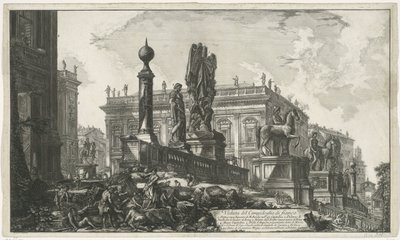 Capitol Square van enlaces gezien Vista lateral del Capitolio (título sobre objeto) Gezichten op Rome (título de la serie) Vistas de Roma diseñadas y grabadas por el arquitecto Giambattista Piranesi Ve (nez) iano (título de la serie) de Giovanni Battista Piranesi