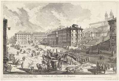 Plaza de España de Roma Vista de Piazza di Spagna (título sobre objeto) Gezichten op Rome (título de la serie) Vistas de Roma diseñadas y grabadas por el arquitecto Giambattista Piranesi Ve (nez) iano (título de la serie) de Giovanni Battista Piranesi
