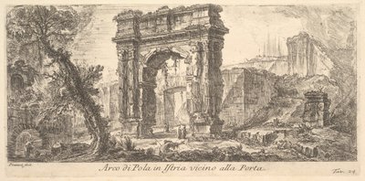 Placa 24: Arco de Pula en Istria cerca de la puerta Arco di Pola en Istria vicino alla Porta..., ca. 1750 de Giovanni Battista Piranesi