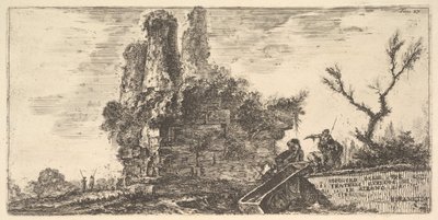 Placa 27: Tumba de los tres hermanos Curiatii en Albano, ca. 1748 de Giovanni Battista Piranesi