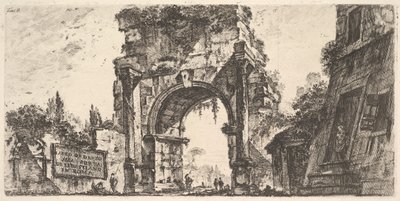 Placa 8: Arco de Druso en la Porta S. Sebastiano en Roma de Giovanni Battista Piranesi