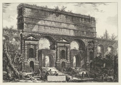 Porta Maggiore de Roma Vista del Monumento erigido por el Emperador Tito Vespasiano (...) (título sobre objeto) Gezichten op Rome (título de la serie) Vistas de Roma diseñadas y grabadas por el arquitecto Giambattista Piranesi Ve (nez) iano (título de la s de Giovanni Battista Piranesi