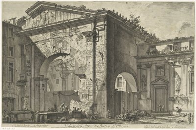 Porticus van Octavia te Roma Vista del Atrio del Pórtico de Octavia (título sobre objeto) Gezichten op Rome (título de la serie) Vistas de Roma diseñadas y grabadas por el arquitecto Giambattista Piranesi Ve (nez) iano (título de la serie) de Giovanni Battista Piranesi