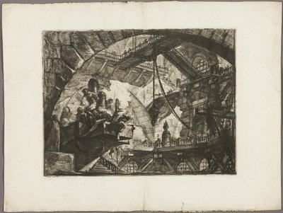 Prisioneros en una plataforma saliente, lámina 10 de Prisiones Imaginarias de Giovanni Battista Piranesi