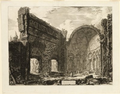Restos de una habitación perteneciente al Fuerte Pretorio de la Villa Adriana, Tívoli, de Vistas de Roma de Giovanni Battista Piranesi