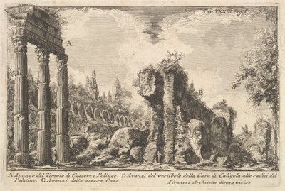 Restos del Templo de Cástor y Pólux, siglo XVIII de Giovanni Battista Piranesi