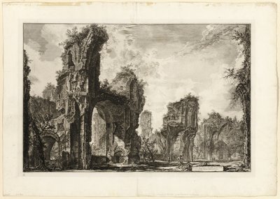 Ruinas del Xystus [un largo pórtico abierto usado para ejercicios atléticos], el salón central de los Baños Antoninos [Los Baños de Caracalla], de Vistas de Roma de Giovanni Battista Piranesi