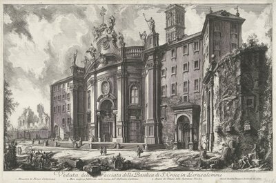 Santa Croce en Jerusalén en Roma Vista de la Fachada de la Basílica de S. Croce in Gerusalemme (título sobre objeto) Gezichten op Rome (título de la serie) Vistas de Roma diseñadas y grabadas por el arquitecto Giambattista Piranesi Ve (nez) iano (título de de Giovanni Battista Piranesi