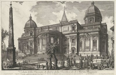 Santa María la Mayor de Roma Vista de la fachada trasera de la Basílica de S. Maria Maggiore (título sobre objeto) Gezichten op Rome (título de la serie) Vistas de Roma diseñadas y grabadas por el arquitecto Giambattista Piranesi Ve (nez) iano (título de l de Giovanni Battista Piranesi