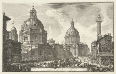 Santa Maria di Loreto en de Santissimo Nome di Maria te Rome Vista de las dos iglesias (...) (título sobre objeto) Gezichten op Rome (título de la serie) Vistas de Roma diseñadas y grabadas por el arquitecto Giambattista Piranesi Ve (nez) iano (título de l de Giovanni Battista Piranesi