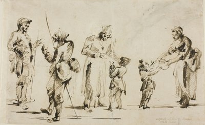 Hoja de bocetos: seis figuras de Giovanni Battista Piranesi