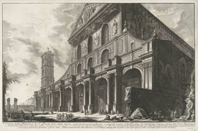 Sint-Paulus construido de Muren te Rome Vista de la Basílica de San Pablo extramuros, construida por Constantino el Grande (título sobre el objeto) Gezichten op Rome (título de la serie) Vistas de Roma diseñadas y grabadas por el arquitecto Giambattista Pi de Giovanni Battista Piranesi