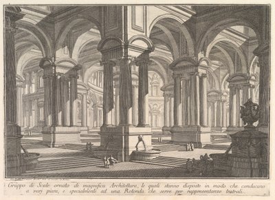 Escaleras adornadas por magnífica arquitectura... Gruppo di Scale ornato di magnif..., ca. 1750 de Giovanni Battista Piranesi