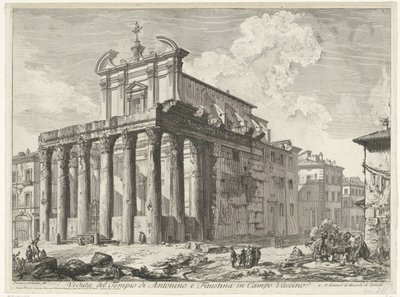 Tempel van Antoninus y Faustina te Rome Vista del Templo de Antonino y Faustina en Campo Vaccino (título sobre objeto) Gezichten op Rome (título de la serie) Vistas de Roma diseñadas y grabadas por el arquitecto Giambattista Piranesi Ve (nez) iano (título  de Giovanni Battista Piranesi
