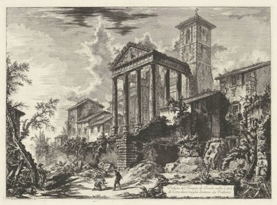 Templo de Hércules te Cori Vista del Templo de Hércules en la Ciudad de Cora, a diez millas de Velletri (título sobre objeto) Gezichten op Rome (título de la serie) Vistas de Roma diseñadas y grabadas por el arquitecto Giambattista Piranesi Ve (nez) iano ( de Giovanni Battista Piranesi
