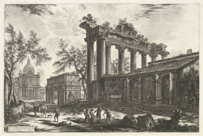 Templo de Saturno en Roma Otra Vista de los restos del Pronaos del Templo de la Concordia (título sobre objeto) Gezichten op Rome (título de la serie) Vistas de Roma diseñadas y grabadas por el arquitecto Giambattista Piranesi Ve (nez) iano (título de la s de Giovanni Battista Piranesi