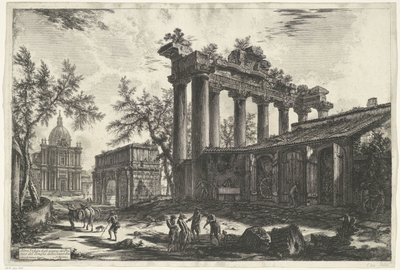 Templo de Saturno en Roma Otra Vista de los restos del Pronaos del Templo de la Concordia (título sobre objeto) Gezichten op Rome (título de la serie) Vistas de Roma diseñadas y grabadas por el arquitecto Giambattista Piranesi Ve (nez) iano (título de la s de Giovanni Battista Piranesi