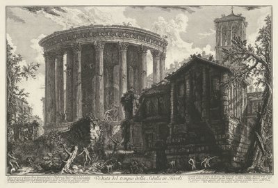 Tempel van Vesta y Tempel van de Tiburtijnse Sibille en Tivoli Vista del templo de la Sibila en Tivoli (título sobre objeto) Gezichten op Rome (título de la serie) Vistas de Roma diseñadas y grabadas por el arquitecto Giambattista Piranesi Ve (nez) iano (s de Giovanni Battista Piranesi