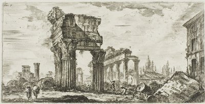 Templo de Júpiter Tonans. Templo de la Concordia, lámina 7 de Algunas Vistas de Arcos Triunfales y otros Monumentos de Giovanni Battista Piranesi