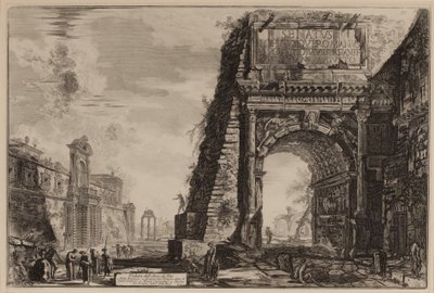 El Arco de Tito con el Casino Farnese a la izquierda de Giovanni Battista Piranesi