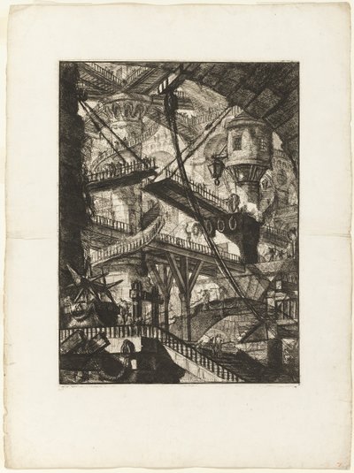 El puente levadizo, lámina 7 de Prisiones imaginarias de Giovanni Battista Piranesi