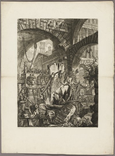 El Hombre en el Potro, lámina 2 de Prisiones Imaginarias de Giovanni Battista Piranesi