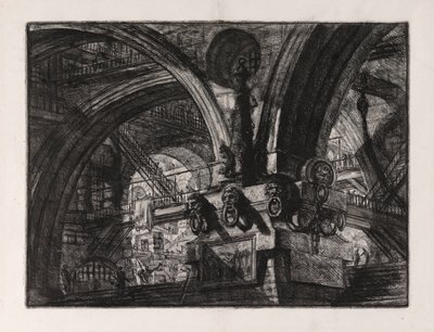 El muelle con una lámpara, placa 15 de Carceri d de Giovanni Battista Piranesi
