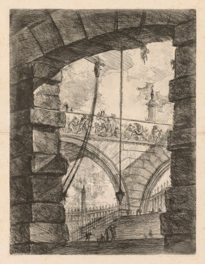 Las prisiones: Un arco elevado con un friso de Giovanni Battista Piranesi
