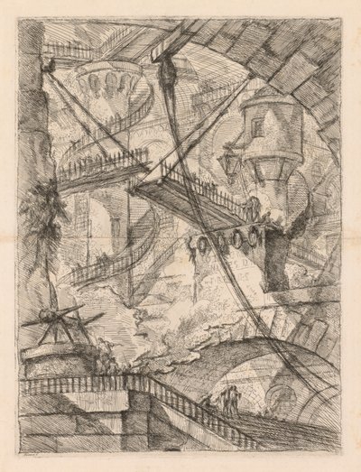 Las prisiones: Un interior inmenso con un puente levadizo de Giovanni Battista Piranesi