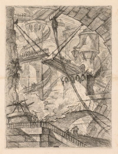 Las prisiones: Un inmenso interior con un puente levadizo de Giovanni Battista Piranesi