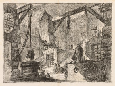Las Prisiones: Interior Columnado con una Escalera Ancha de Giovanni Battista Piranesi